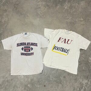 Vintage FAU Florida Atlantic University Football Lot of 2 Shirts 2001 Mens Large
